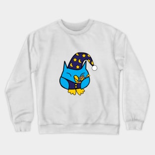 Sleepy Owl Cute Blue Crewneck Sweatshirt